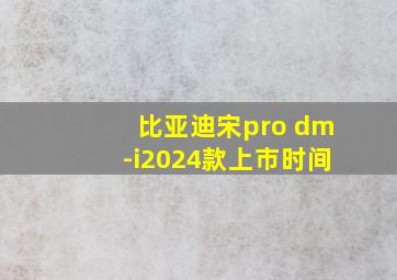 比亚迪宋pro dm-i2024款上市时间